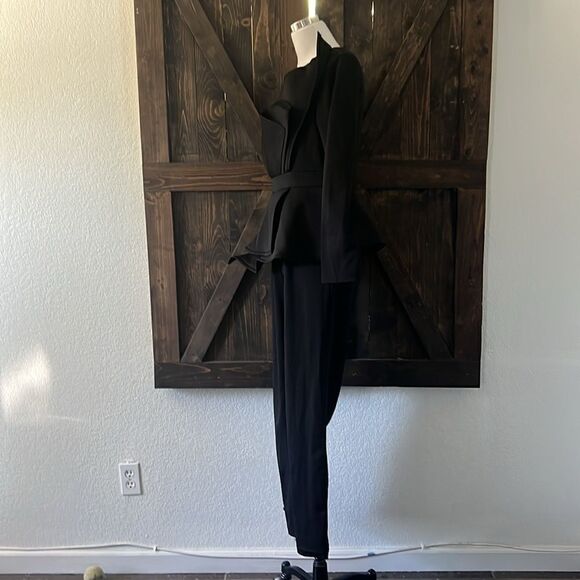 New Beaded Formal Long Sleeve Patchwork Mesh beaded Irregular Jumpsuit  Black - Picture 5 of 11